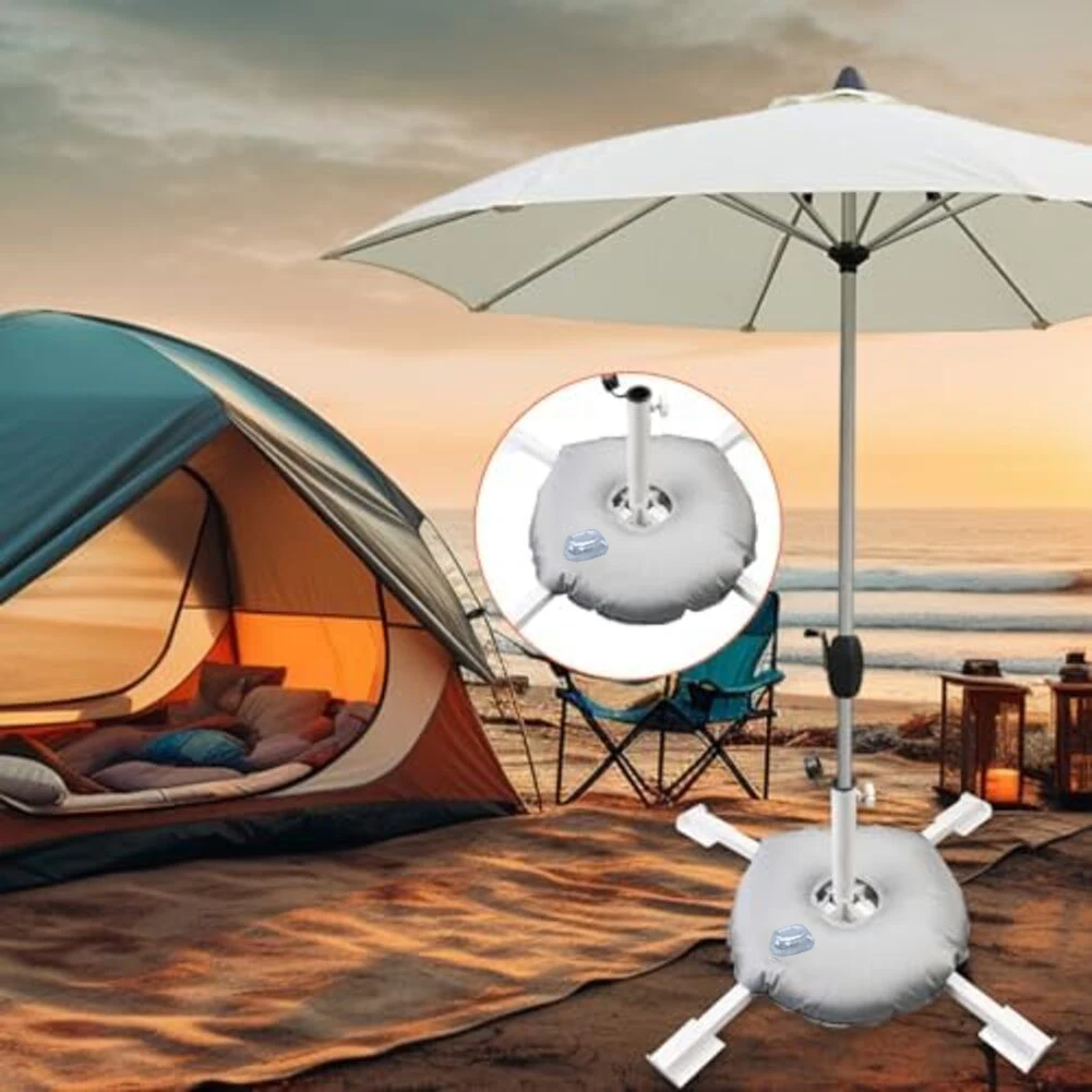Foldable Parasol Stand with Water Bag for Stable Outdoor Umbrellas and Christmas Trees Adjustable Compatibility
