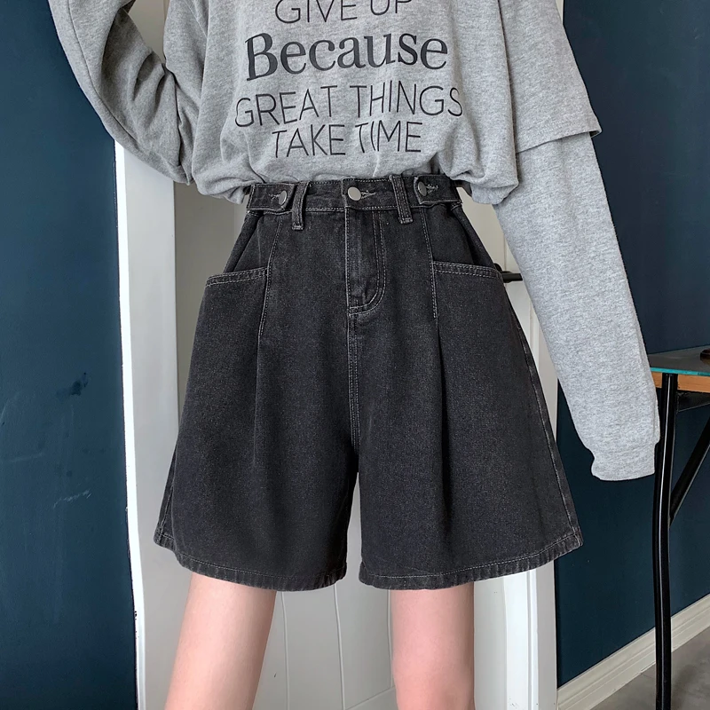 

Spring 2026 Women's plus Size Denim Shorts High Waist Slimming Loose Wide Leg Hot Pants Five-Quarter Length Casual Jeans