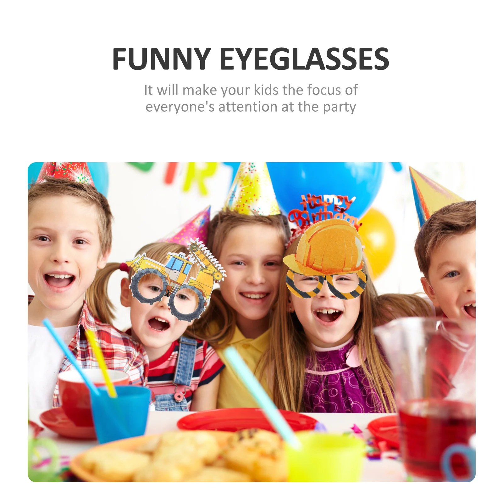 

6Pairs Engineering Truck Glasses Funny Party Eyeglasses Novelty Photo Props Decorative Glasses Fabric Car Eyeglasses