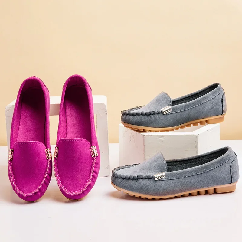 Jesień Kobiety Dorywczo Płaskie Buty Slip on Flat Casual Shoes Slips Miękkie Okrągłe Palce Damskie Loafers Lekkie Kobiece Płaskie Obuwie