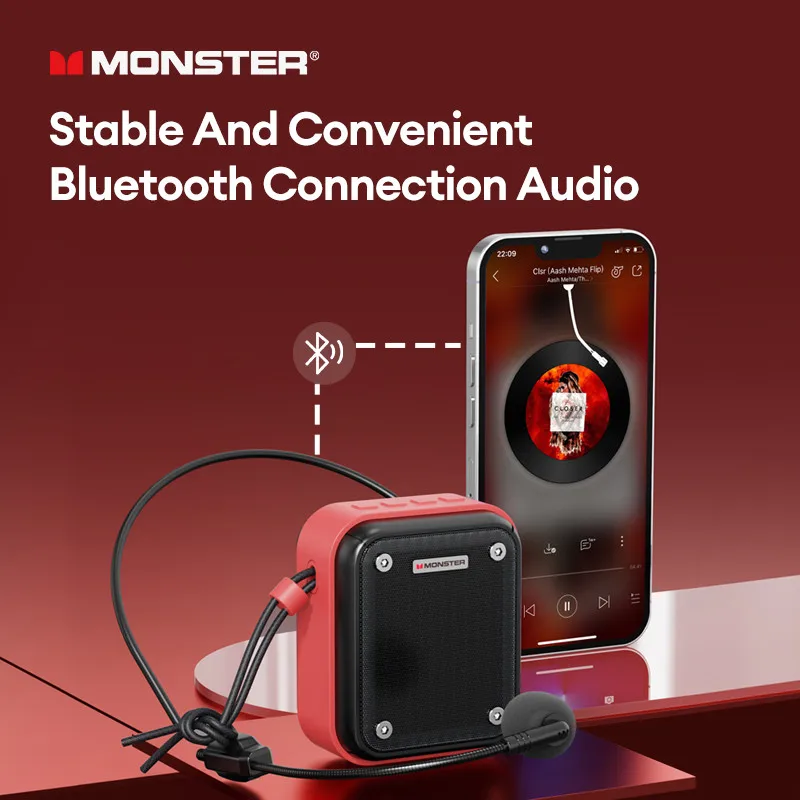 Monster GK200 Large-scale Intelligent Long Endurance New Microphone Noise Reduction Loudspeaker Bluetooth 5.3 Portable Speaker