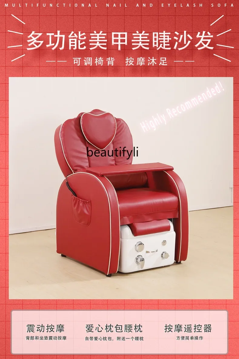 Electric Nail Beauty Sofa Pedicure Chair Reclining Spa Massage Chair Spa with Basin Foot-Washing Pedicure Chair