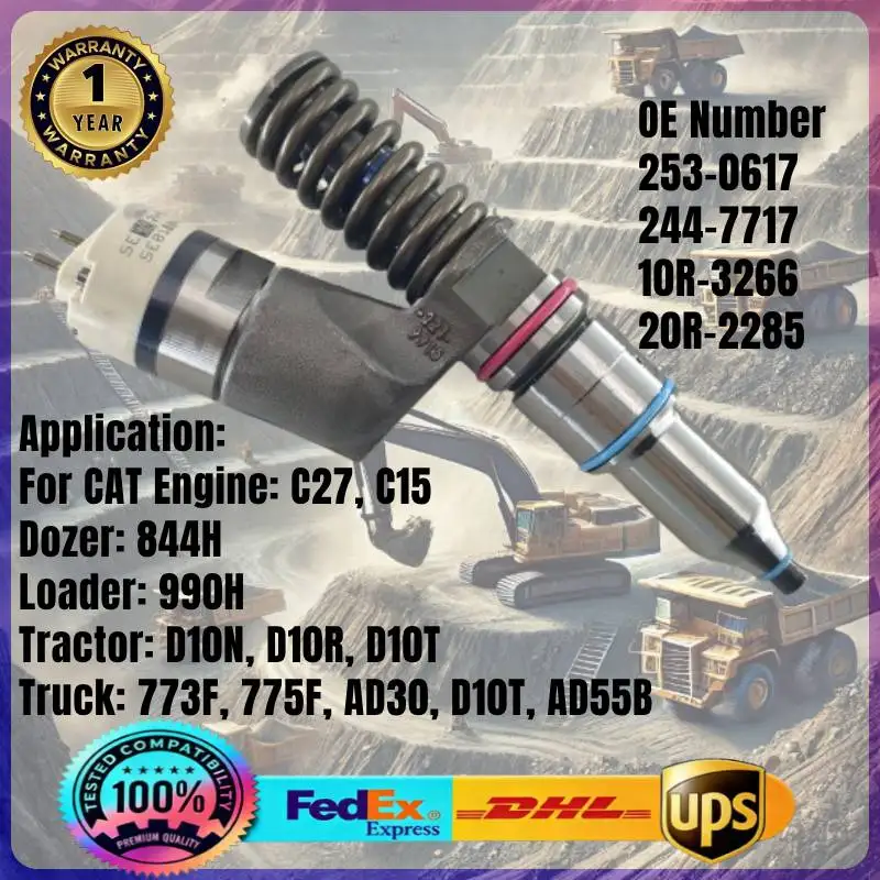 253-0617 244-7717 10R-3266 20R-2285 Common-Rail-Kraftstoffeinspritzdüse 2530617 für CAT Motor C27 C15 LKW AD30 AD55B Dozer 844H