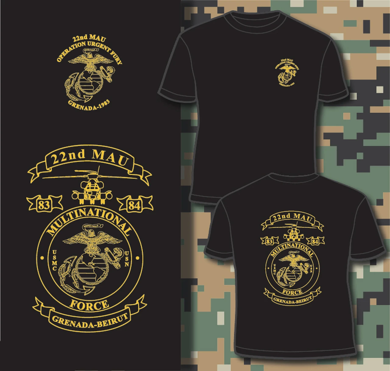 US Marine Corps 22nd Marine Amphibious Unit Grenada Operation T Shirt. Short Sleeve 100% Cotton Casual T-shirts Loose Top S-3XL