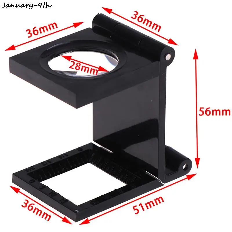 Microscope Folding Magnifier Stand Loupe With Scale For Textile Optical Foldable Magnifying Glass Tool 10X 28mm