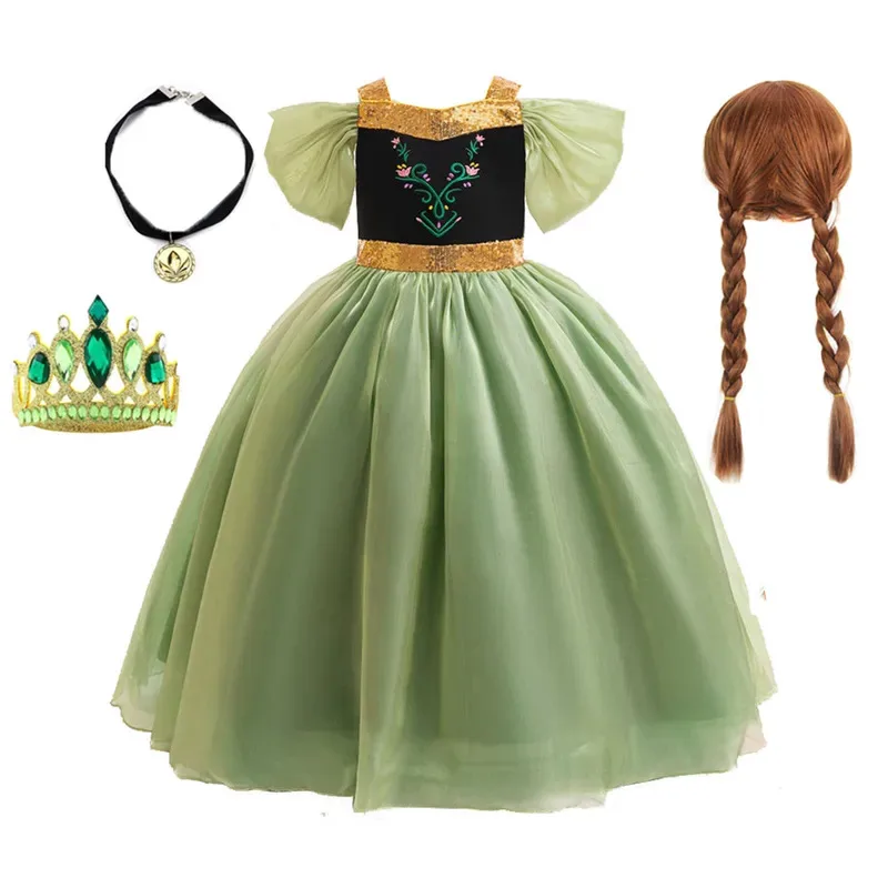 Dd12Shiny 유아 어린 소녀 영화 공주 냉동 안나 생일 파티 코스프레 할로윈 멋진 드레스 크리스마스 선물