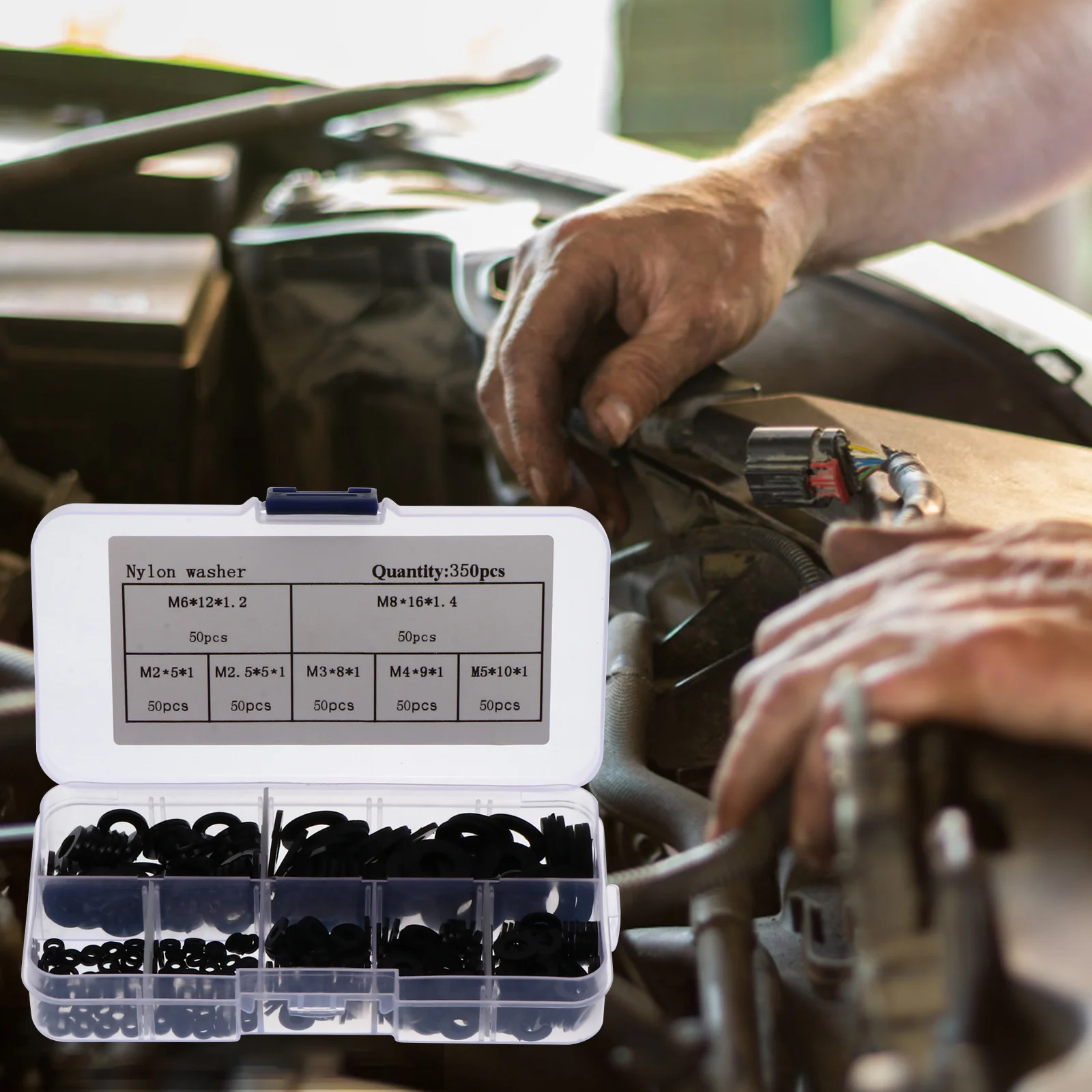 

350pcs Flat Washer Nylon Insulated Non-Magnetic Washers For Electrical Automotive Marine Use Sealing Gasket Ring Spacer