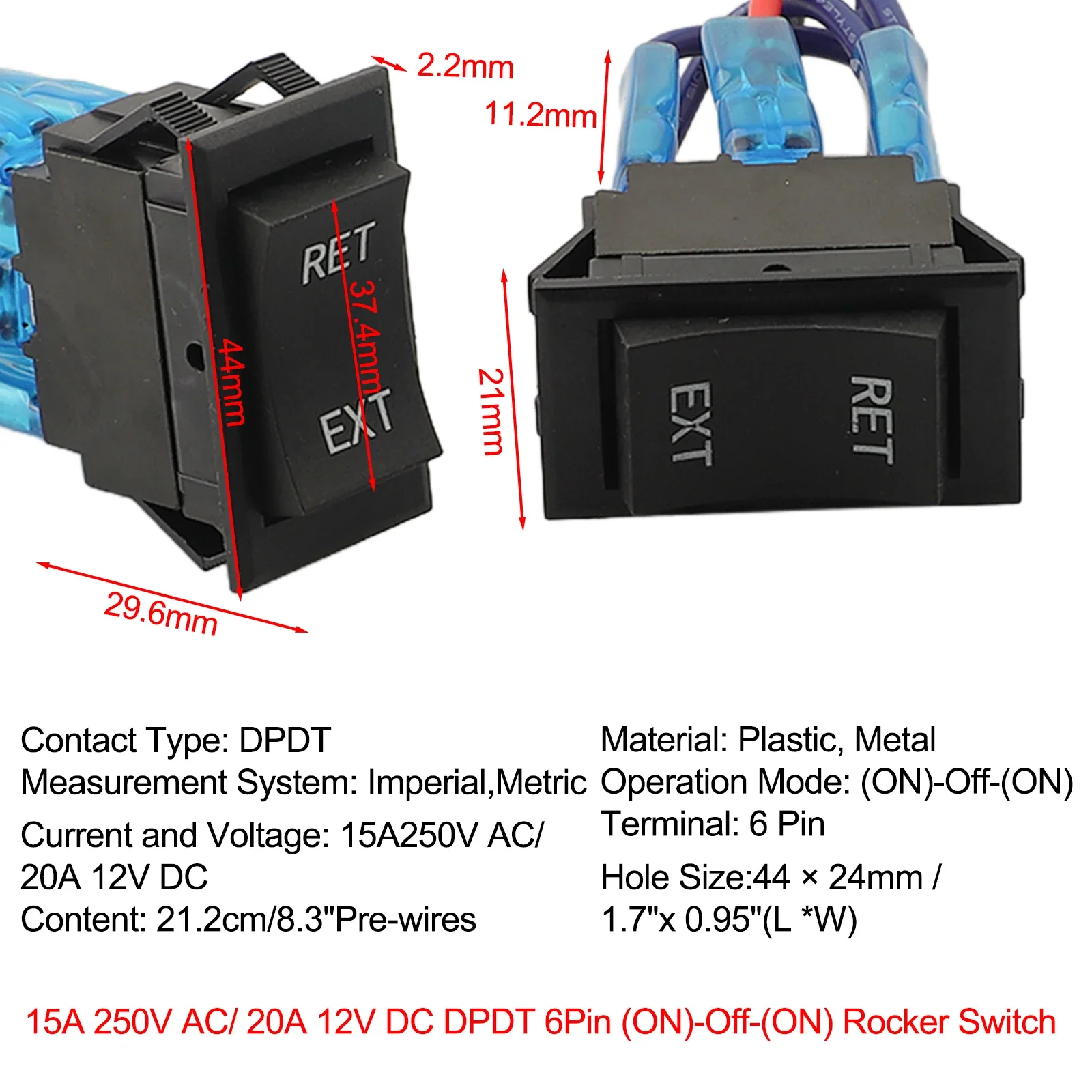 Momentary Switch Polarity Reverse 6 Pin 3 Position ON Off ON Power Rocker Switch For Controlling Reverse Polarity For RV Power