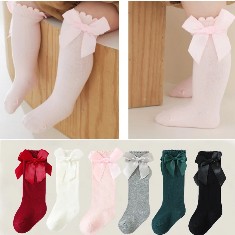 3 Paare/satz Kinder Mädchen Socken Mit Bögen Kniehohe Elegante Prinzessin kinder Socken Für Mädchen Kleinkind Baby Lange Socke herbst Frühling