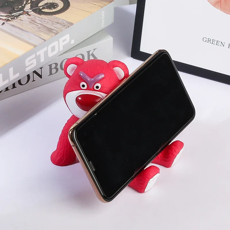 Disney Strawberry Bear Mobile Phone Stand Universal Support Frame Flat Stand Bed Decoration Lazy Stand Creative Decoration