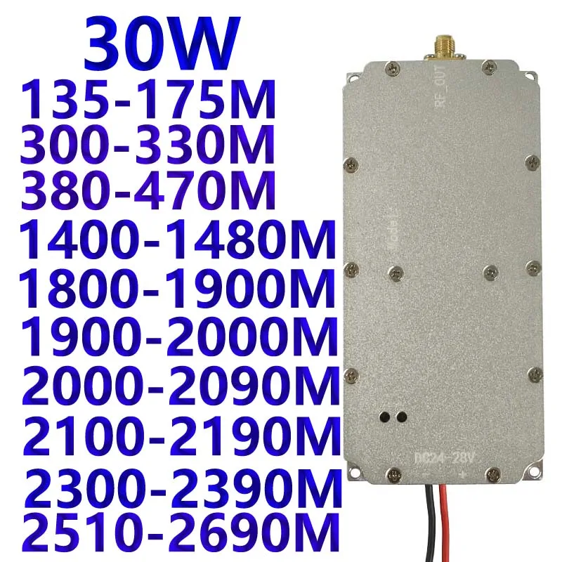 

30W module RF power amplifier 135-175MHZ300-330MHZ380-470MHZ1400-1480M1800-1900M1900-2000M2000-2090M2100-2190M2300-2390M2.6G1.4G