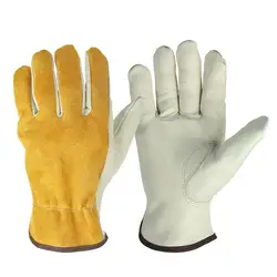 1 Paar Arbeits handschuhe Rindsleder Arbeiter arbeiten Schweißen Sicherheits schutz Garten Sport Motorrad Fahrer verschleiß feste Handschuhe