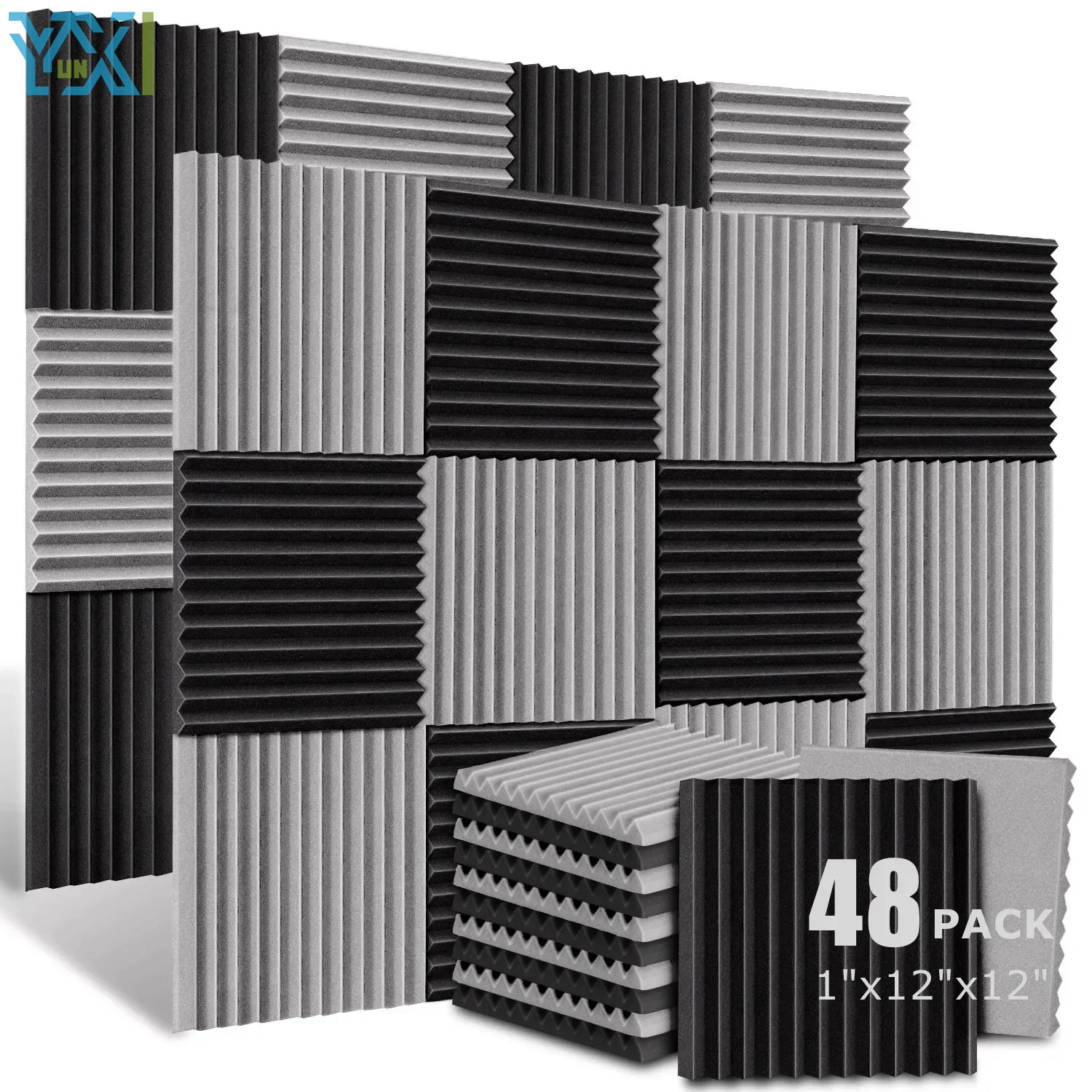 YUNXI 48 Pcs 30x30x2.5cm Acoustic Foam Panels Studio Soundproofing Wedge Soundproofing Materials Acoust Insulation Treatment