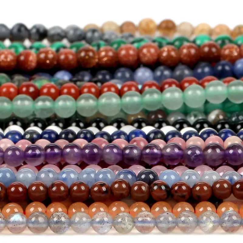 2mm 3mm 4mm Kleine Natürliche Heilkristall-Perlen aus Achat und Amethyst für DIY Armbänder, Halsketten und Schmuckherstellung, Runde Lose Perlen