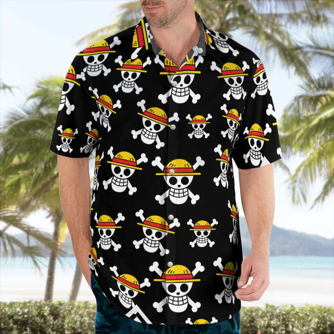 

Гавайские рубашки One Piece Straw Pirates Jolly Roger, подарки для фанатов «One Piece», летние мужские рубашки, детская одежда, футболки для женщин
