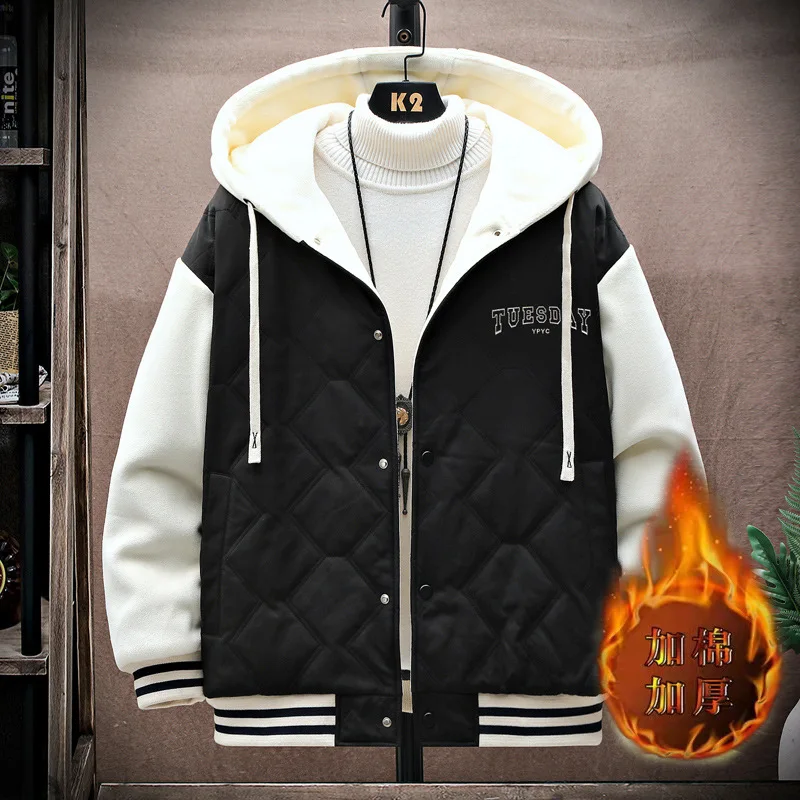 

Men's New Hooded Padded Jacket Long-Sleeved Jumper Outwear Thick Windbreaker Men's Jacket Plus Size