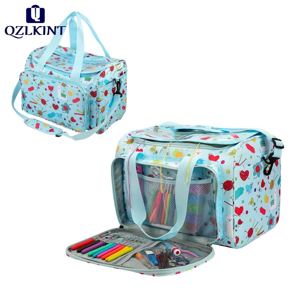 

Clearance Knitting Bag Yarn Tote Organizer with Inner Divider for Wool Crochet Hooks Knitting Needles Sewing Set DIY Storage Bag