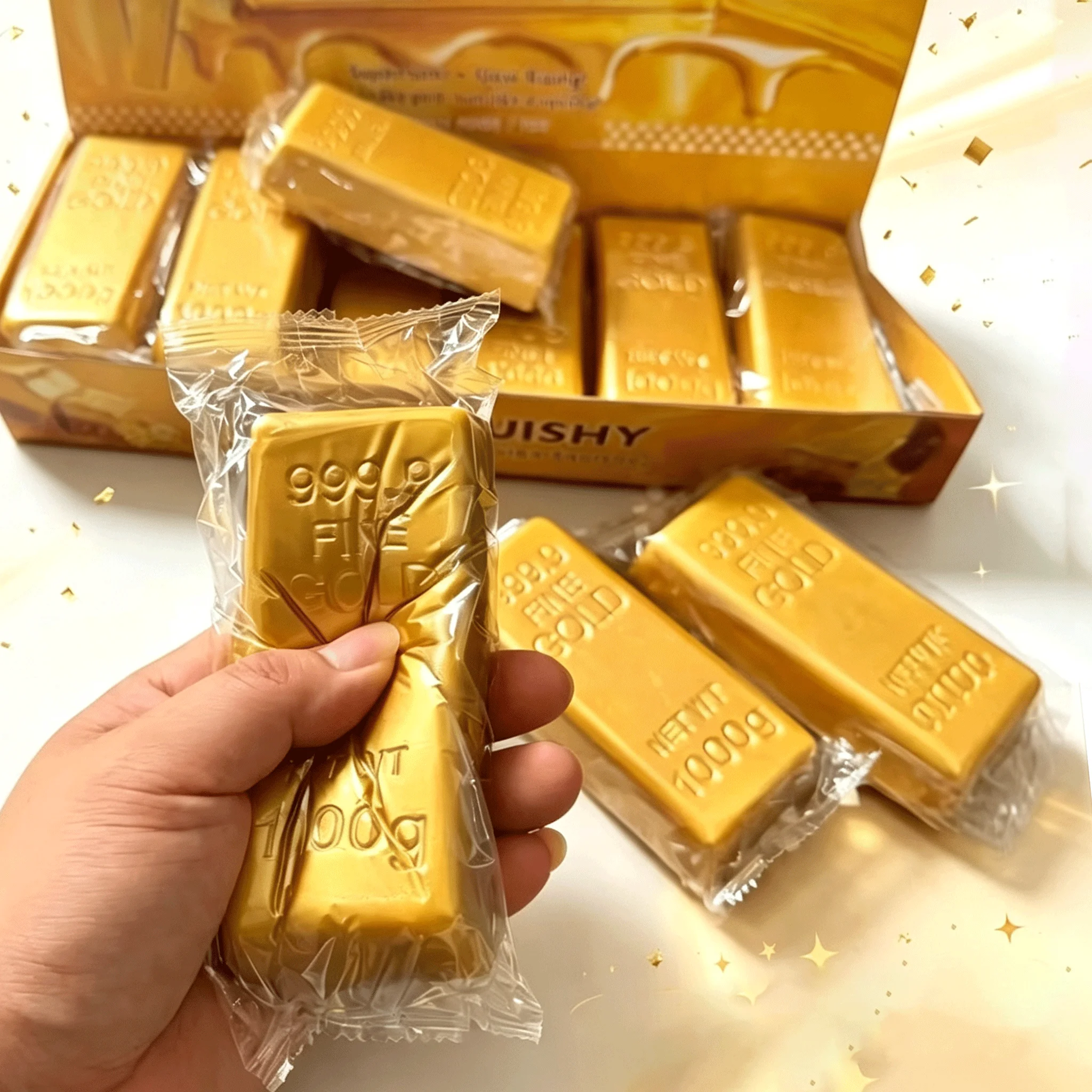 Gold Bar Squishy Slow Rising Toy Simulation Gold Brick Squeeze Toy Stress Relief Fidget Toy Party Favor Gift for Kids Adults