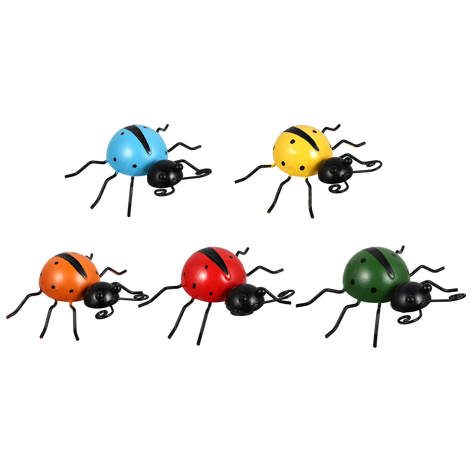 

5Pcs Premium Iron Ladybug Garden Decorations Outdoor Yard Lawn Ornament Simulation Ladybird Decoration Backyard Metal Ladybug