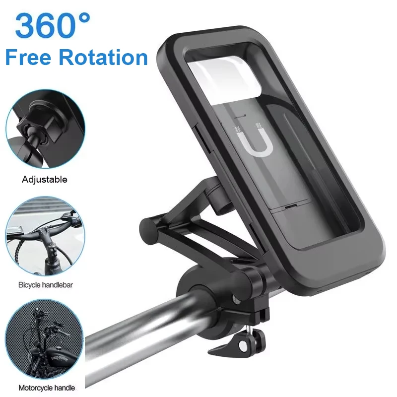 Waterproof Motorcycle Bike Mobile Phone Holder Support Universal Bicycle GPS 360° Swivel Adjustable Motorcycle Cellphone Holder