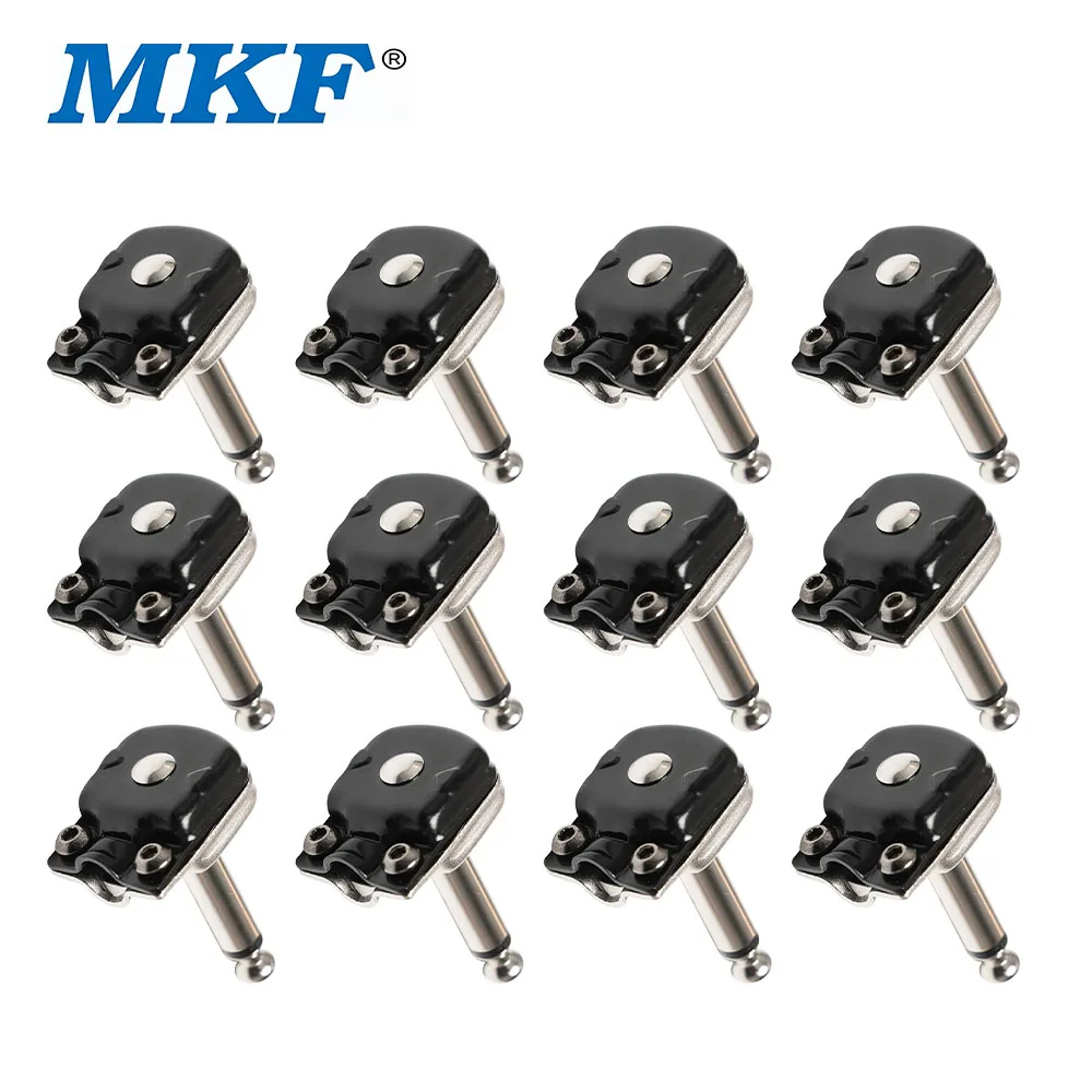 MKF New Solderless 6.35mm Right Angle Plug Copper DIY Patch Cable Connector 1/4