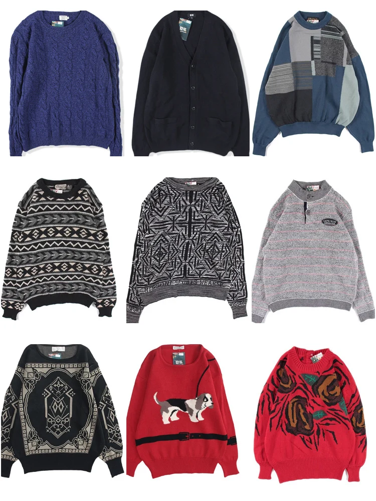 

Vintage Pure Color Wool Knitwear round Ne Pullover Men's College Sle Outerwear Youthful Vitali Winter Long Sve V-Ne