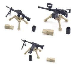 WW2 Solider DP-28 MG34 USA M2 Heavy Machine Guns MOC Weapon Military Army Accessories Building Blocks Figures Mini Children Toys