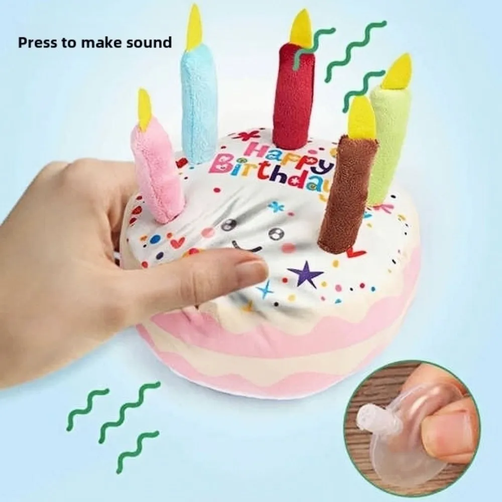 New Birthday Cake Dog Toys Interactive Bite Resistant Gnaw Toys Puppy Teething 16cm Stuffed Cake Doll Party Decor view 3