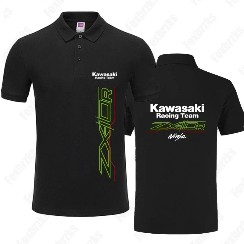 

New Summer Men Women Kawasaki Motorcycle Heritage Stacked Flag Printed Polo Shirt Cycling Suit KID/Adult Casual Training Top
