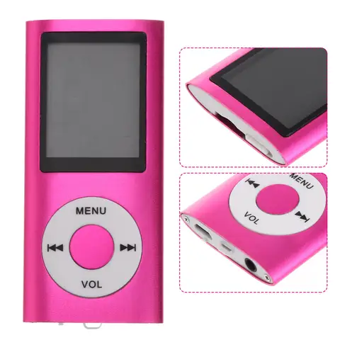 Lettore digitale Mp4 compatto e portatile con porta USB e schermo da 1,8 pollici, colore rosa