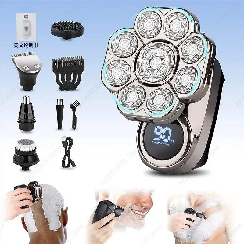 9D Floating Electric Shavers for Men Bald Head Multi Waterproof Electric Razor Wet Dry Shaving with Grooming Kit Digital Display