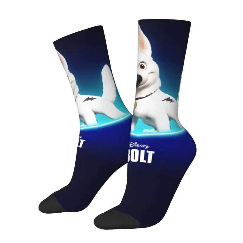 

Cartoon Bolt Dog Men Women Crew Socks Unisex Funny Animated Movies Spring Summer Autumn Winter Dress Socks