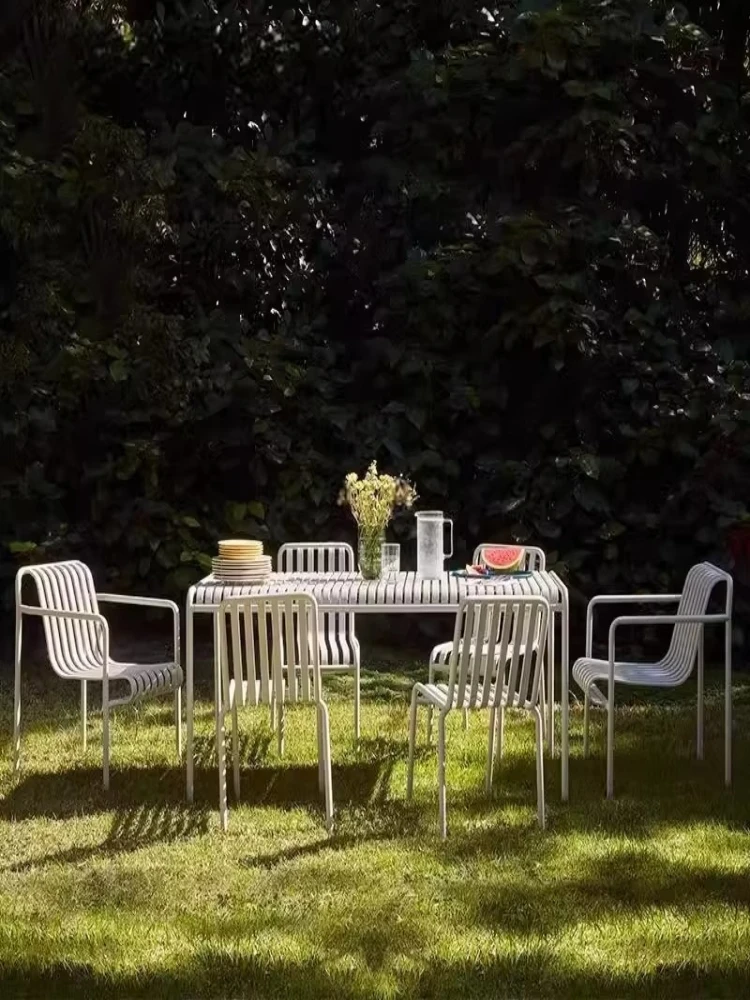 Simple white outdoor garden chair balcony milk tea shop cafe leisure table and chair combination