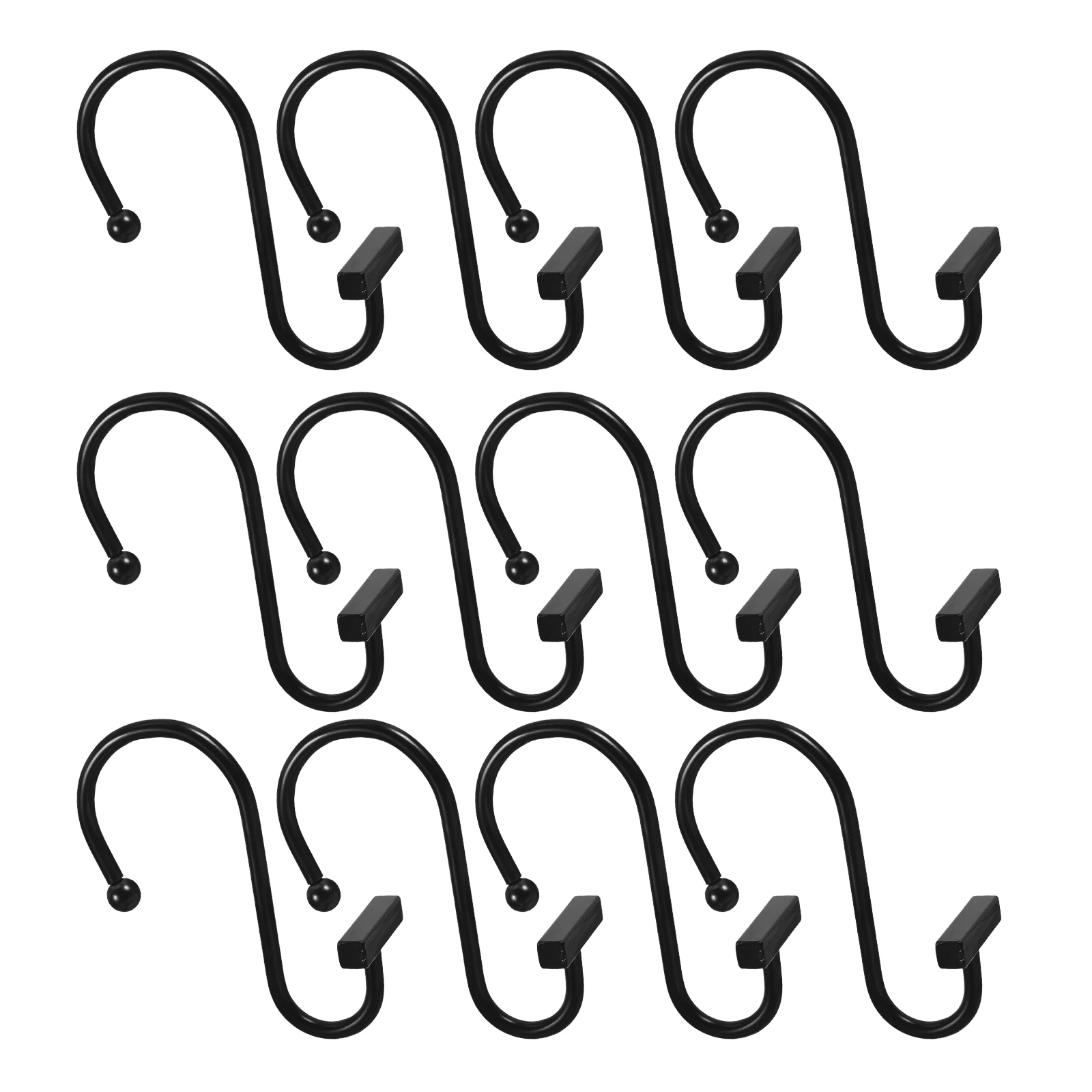 12 قطعة خطافات ستائر معدنية على شكل S شماعات دش لستائر الدش وستائر النوافذ حل تعليق منزلي مقاوم للصدأ