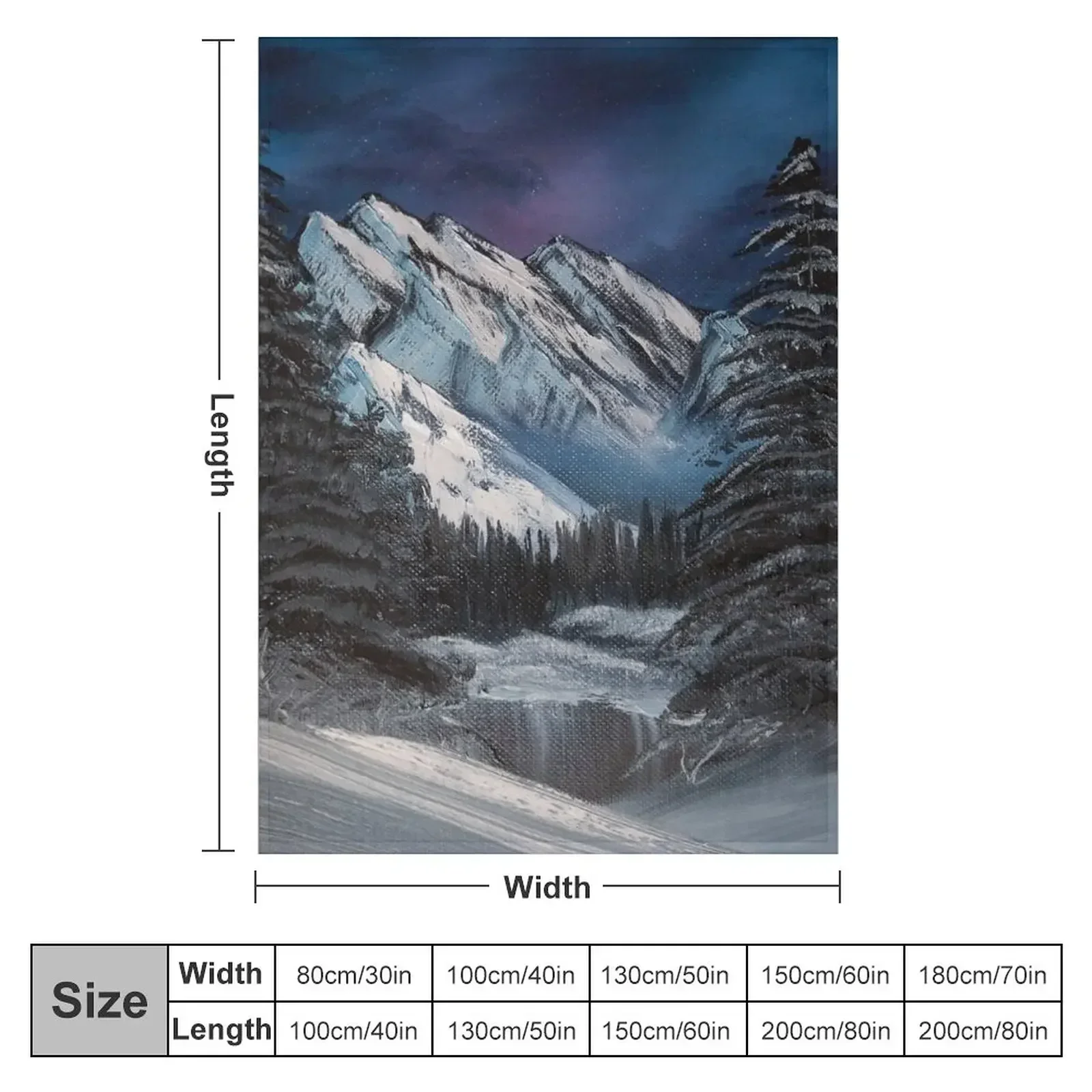 Bob Ross inspired night landscape painting Throw Blanket christmas decoration Heavy Blankets