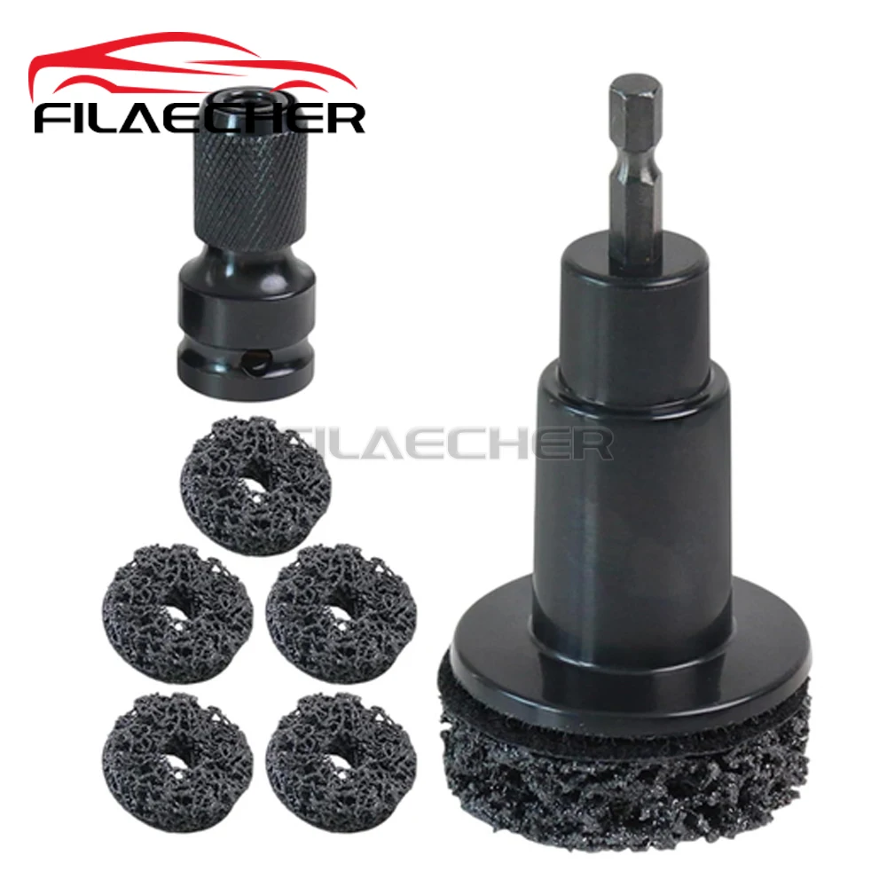 

Комплект для чистки ступицы колеса Комплект для чистки тормозной ступицы с 5 подушечками Электродрель Ключи с ударным приводом — удаление ржавчины для роторов шпилек с наконечниками