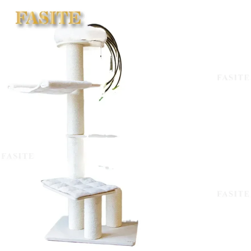 For  Solid Wood Cat Tree Large Luxury Cat Climbing Frame Wooden Cat House Villa with Litter Box Furniture