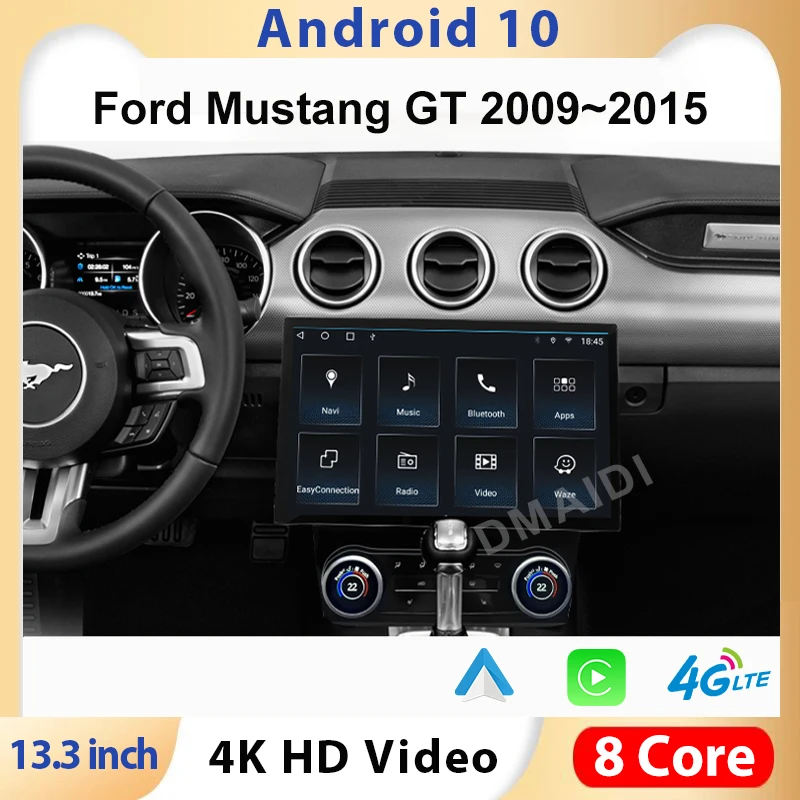 13.3 Inch Android 10 Car Radio GPS Navigation For Ford Mustang 2009-2015 Audio Video Multimedia Player Carplay Auto Head Unit 4G