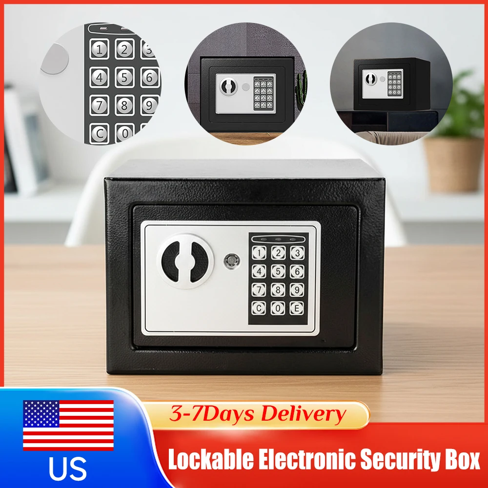 

Electronic Security Box with Digital Keypad&Key Lock All Steel Mini Safe Deposit Box for Home Office Store Money Jewelry Documen