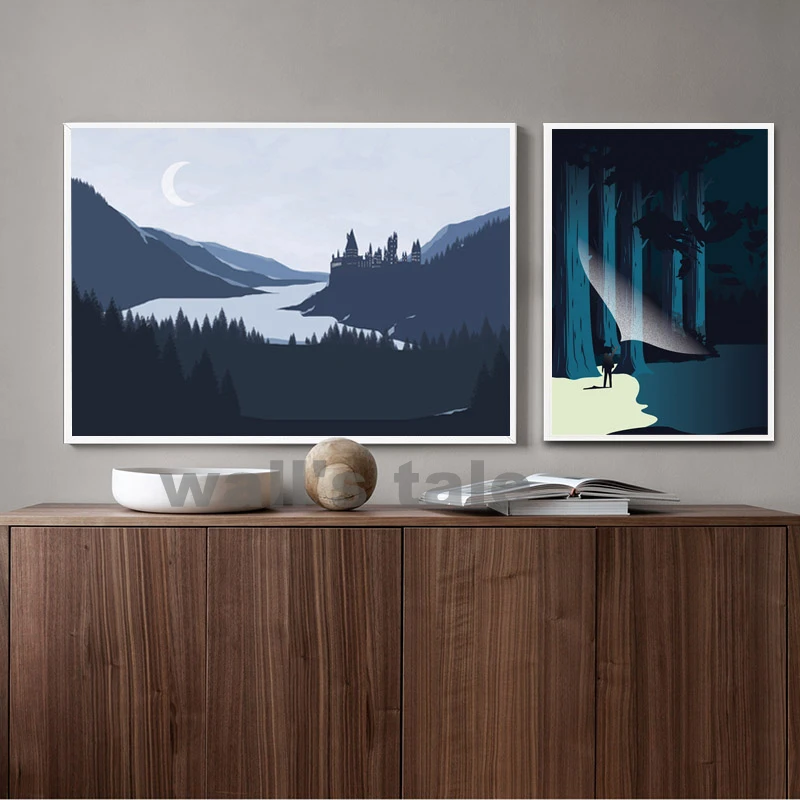 Movie Hogwart Castle Posters Magic World Art Prints Colorful Wizard Castle Canvas Wall Pictures For Kid Room Home Decoration