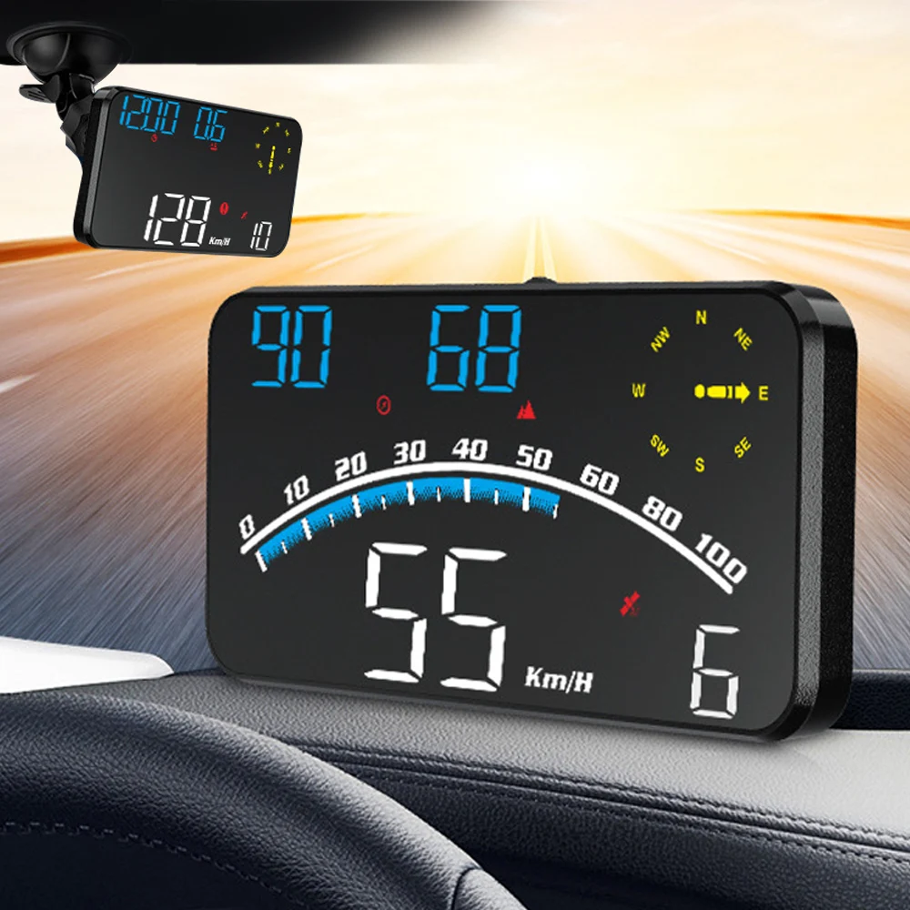 Odometer LED Display Windscreen Projector Head Up Display GPS Speedometer With Overspeed Fatigue Driving Alarm G10 Universal HUD