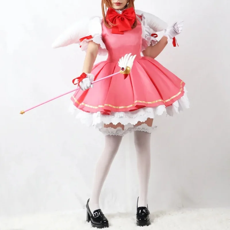 Sakura Cosplay Ragazze Rosa Card Captor Sakura Kinomoto Sakura Principessa Abito Costume Cosplay Lolita Dress Costume per le donne Festa