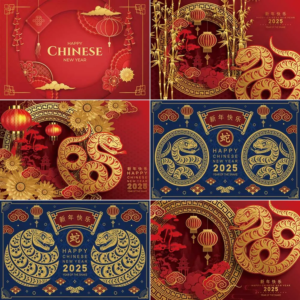 

MOON.QG Chinese Spring Festival Photography Background Year Of The Snake 2025 Photocall Backdrop Children Studio Photozone Props