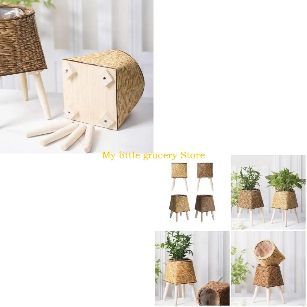 D5BD Decorative Flower Pots Breathable Planter Weather proof Faux Rattan Flowerpots Decorative Pots for Living Room or Patios