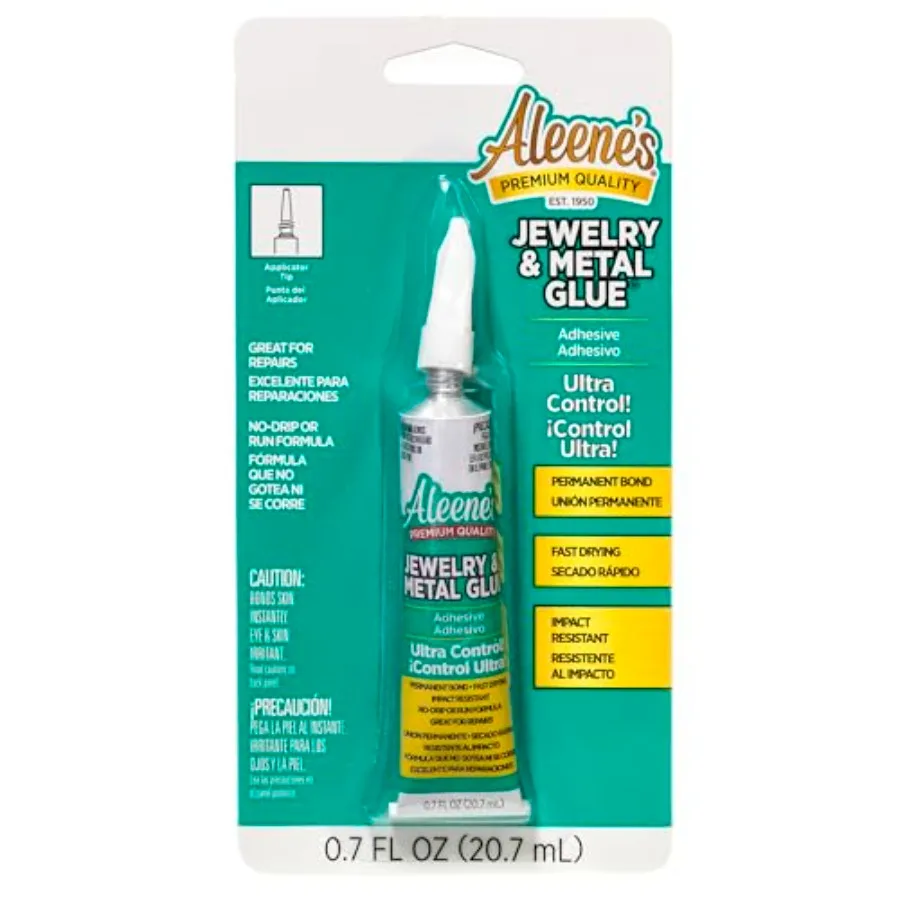 

21709 Jewelry and Metal Glue, 0.7 oz - Instant Adhesive, Permanent Bond, Waterproof, Dries Clear, Ideal for Repairs