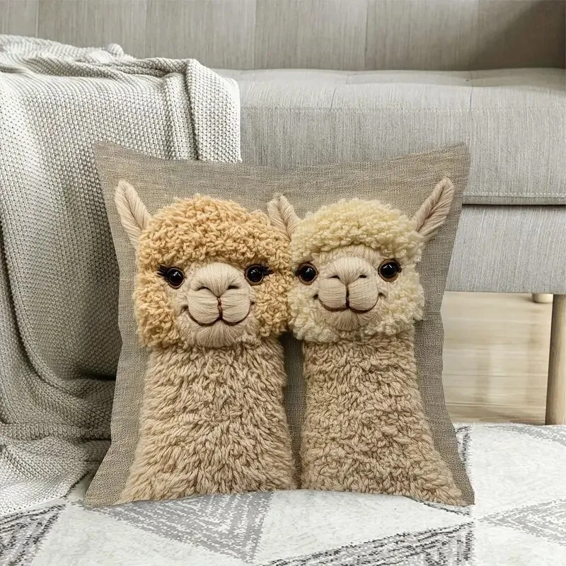 45cm Lovely Alpaca Pillowcase Grass Mud Horse Cushion Cover Home  Sofa Decorative Pillow Cover Car Bedroom Pillow Case Gift Fav