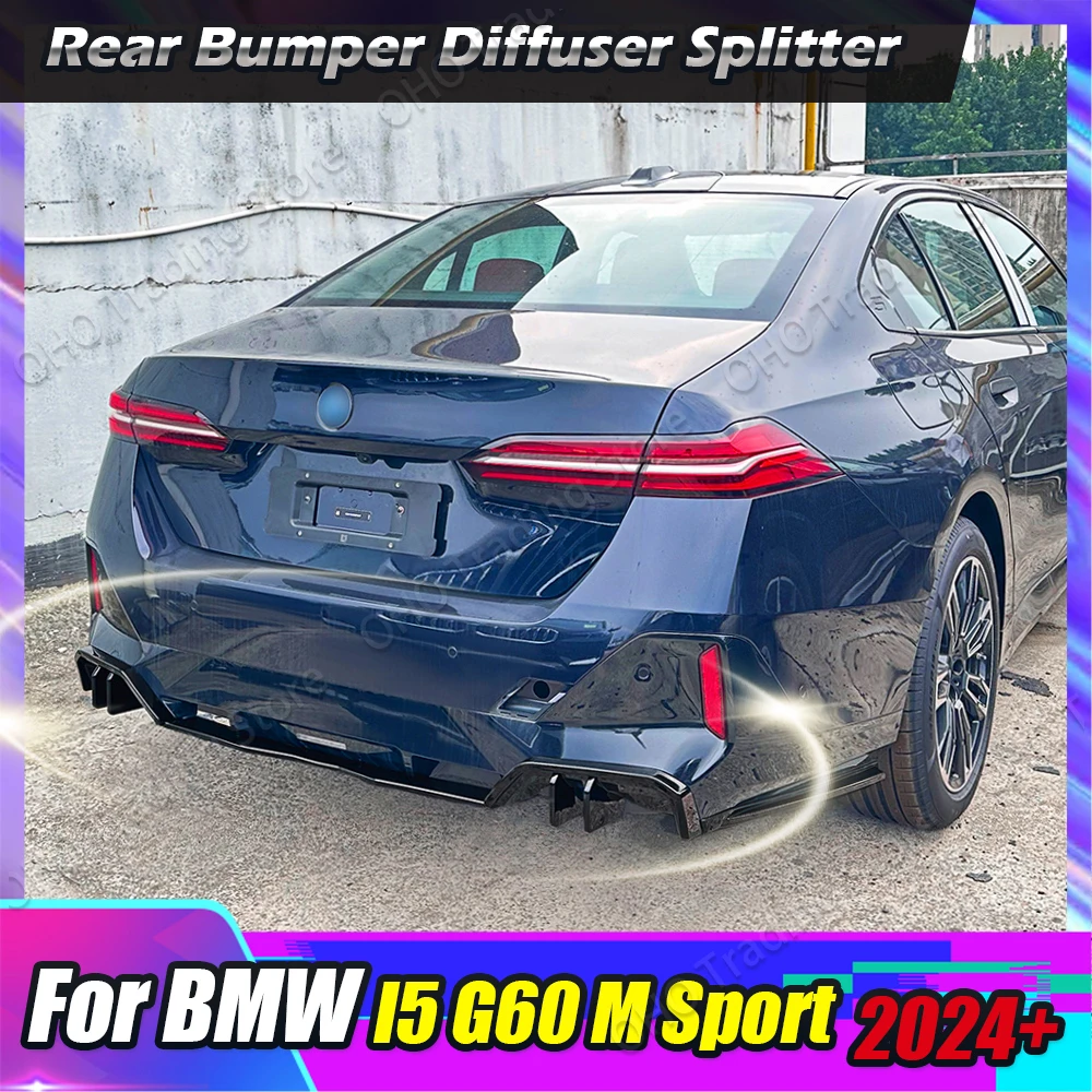 Rear Bumper Lip Splitter Diffuser For BMW 5 Series I5 G60 530i 540i 540e 550e M Sport 2024 2025 Side Corner Protector Spoiler