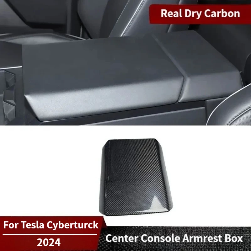 

For Tesla Cybertruck Real Dry Carbon Fiber Center Console Armrest Box Panel Cover Interior Modification Part 2024 Accessories