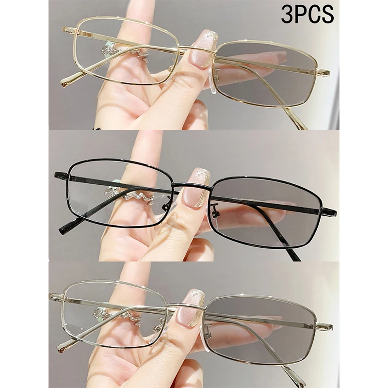 2/3PCS Photo-sensitive Anti-glare Small Frame Fashionable Anti-blue Light Metal Progressive Glasses 026