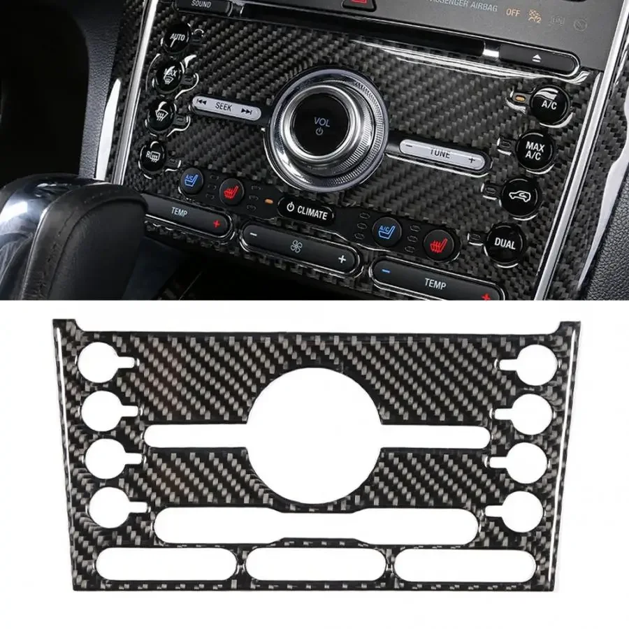 Real Carbon Fiber Car Air Conditioning Panel Decoration Trim Fit for Ford Explorer 2013 2014 2015 2016 2017 2018